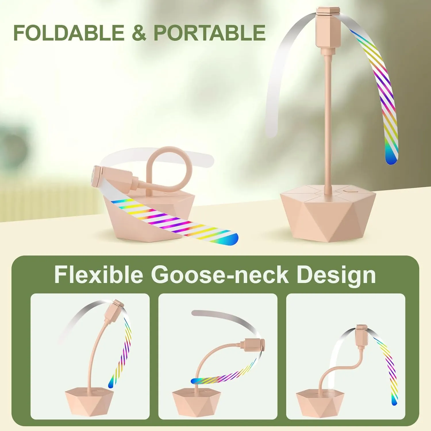 Portable Battery Powered Fly Fans for Tables Up to 15 Hours Working Time, 4-Pack Indoor Outdoor Food Fan with Flexible Goose-Neck Blades for Home Restaurant Party Picnic Patio BBQ, Lotus Pink