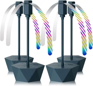 Portable Battery Powered Fly Fans for Tables Up to 15 Hours Working Time, 4-Pack Indoor Outdoor Food Fan with Flexible Goose-Neck Blades for Home Restaurant Party Picnic Patio BBQ, Navy Blue Fan with safety blade design