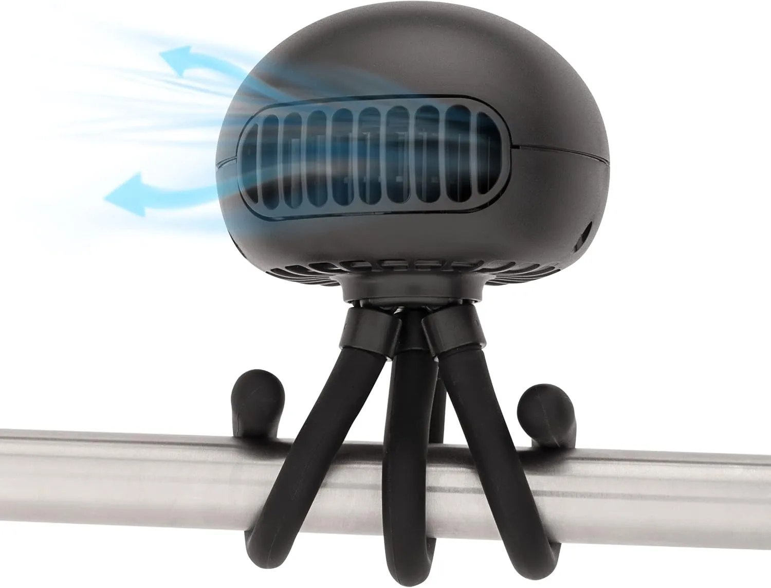 Portable Bladeless Baby Stroller Fan, Rechargeable Battery-Operated Fan with 3 Breeze Settings and Quiet Motor, Personal Fan for Baby Car Seat, Camping, Desk, Golf Cart, Wheelchair, and More (Black) Octopus-shaped decorative fan