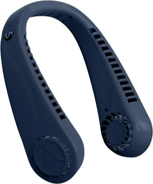 Portable Bladeless Hanging Neck Fans with Screen Display and 5 Speeds Levels, USB Rechargeable, 360 Cooling Wearable Personal Fan for Work Travel Sport Outdoor (Blue) Neck fan for hands-free comfort