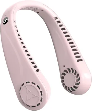 Portable Bladeless Hanging Neck Fans with Screen Display and 5 Speeds Levels, USB Rechargeable, 360 Cooling Wearable Personal Fan for Work Travel Sport Outdoor (Pink) Neck fan for hands-free comfort