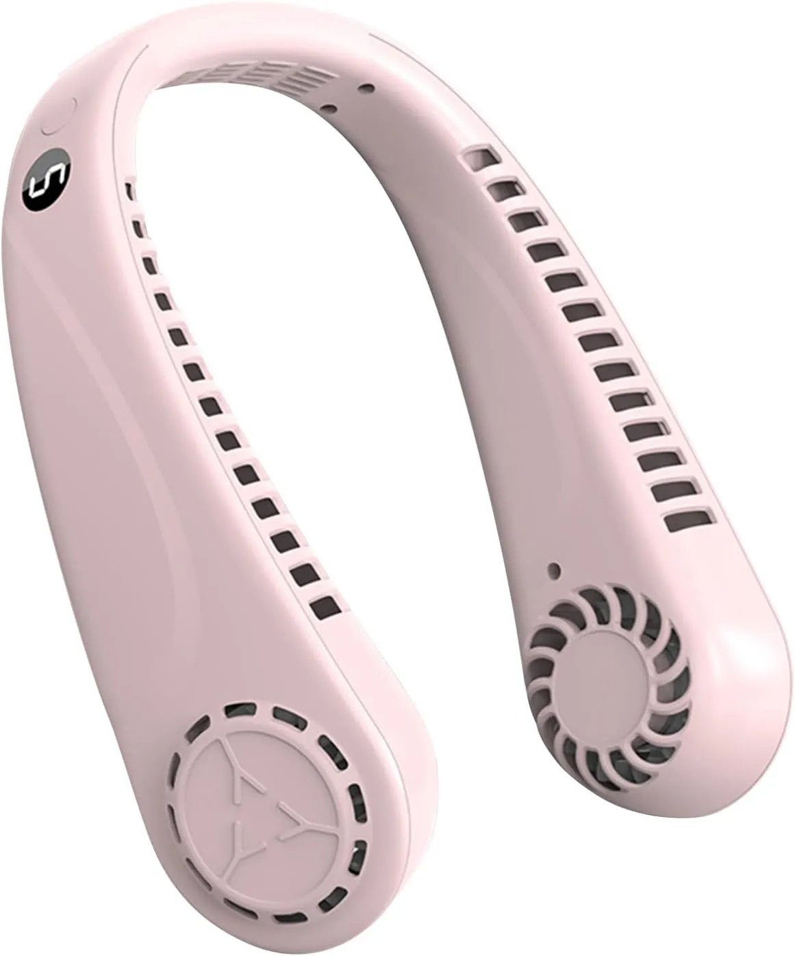Portable Bladeless Hanging Neck Fans with Screen Display and 5 Speeds Levels, USB Rechargeable, 360 Cooling Wearable Personal Fan for Work Travel Sport Outdoor (Pink) Neck fan for hands-free comfort