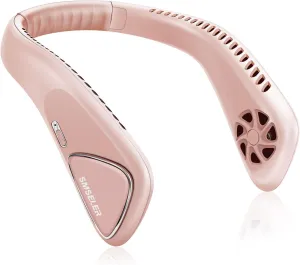 Portable Bladeless Neck Cooling Fan: 6000mAh Rechargeable, 3-Speed Personal Neck Air Conditioner, Angle Adjustable Hands-Free Cooling, Ideal Gift for Men & Women Outdoor and Indoor Use (Pink) Neck fan for hands-free comfort