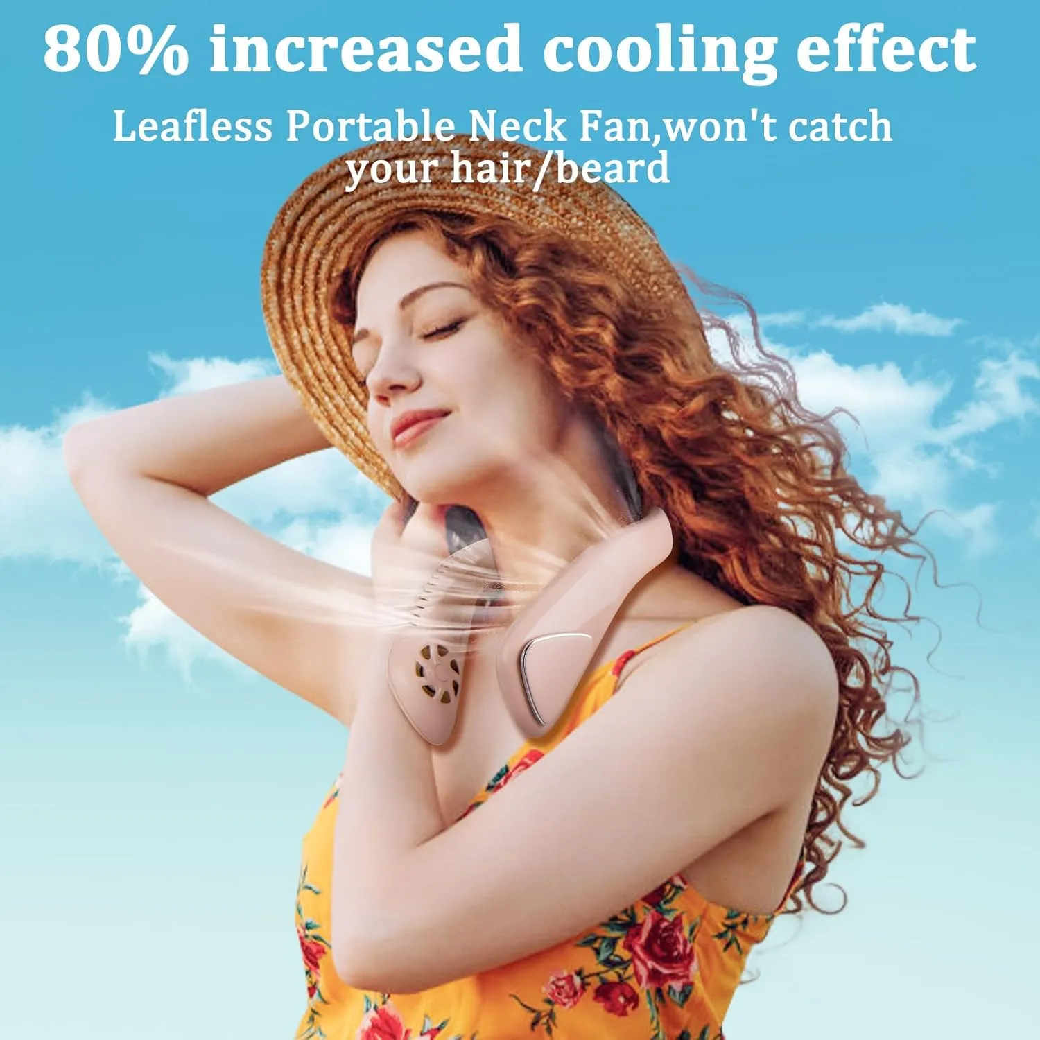 Portable Bladeless Neck Cooling Fan: 6000mAh Rechargeable, 3-Speed Personal Neck Air Conditioner, Angle Adjustable Hands-Free Cooling, Ideal Gift for Men & Women Outdoor and Indoor Use (Pink)