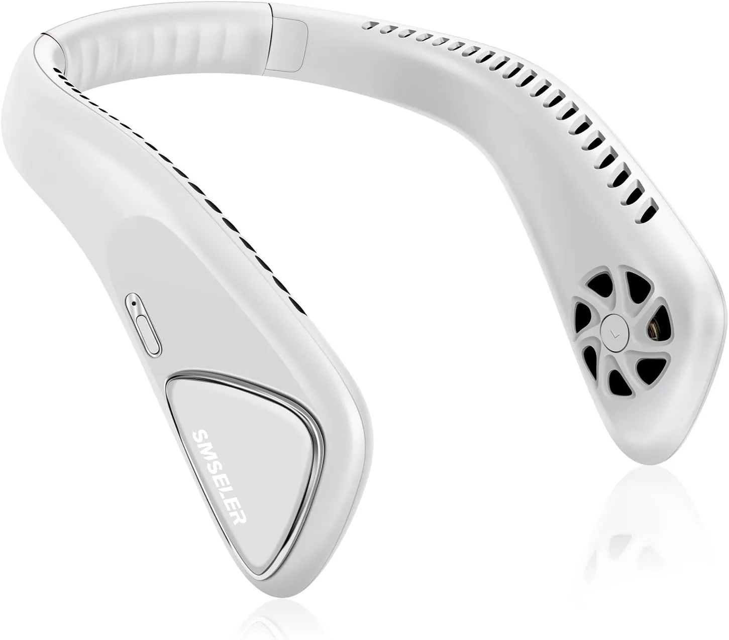 Portable Bladeless Neck Cooling Fan: 6000mAh Rechargeable, 3-Speed Personal Neck Air Conditioner, Angle Adjustable Hands-Free Cooling, Ideal Gift for Men & Women Outdoor and Indoor Use (White) Small bladeless fan for quiet cooling