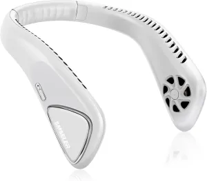 Portable Bladeless Neck Cooling Fan: 6000mAh Rechargeable, 3-Speed Personal Neck Air Conditioner, Angle Adjustable Hands-Free Cooling, Ideal Gift for Men & Women Outdoor and Indoor Use (White) Small bladeless fan for quiet cooling