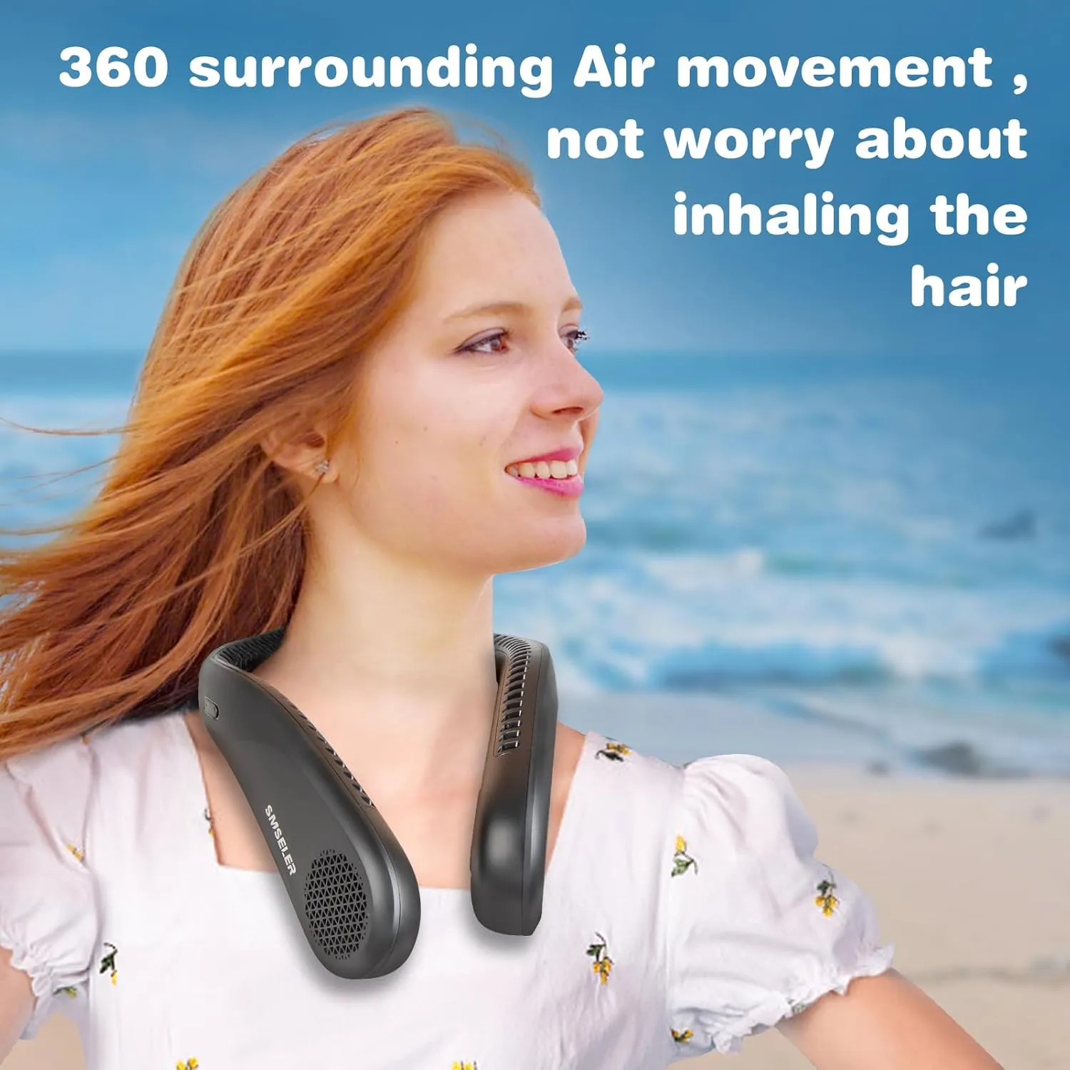 Portable Bladeless Neck Cooling Fan: 6000mAh Rechargeable, 3-Speed Wearable Personal Air Conditioner, Hands-Free Quiet Cooling, Ideal Gift for Men & Women for Outdoor and Indoor Use (Black)