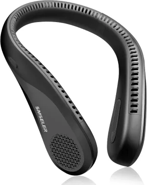 Portable Bladeless Neck Cooling Fan: 6000mAh Rechargeable, 3-Speed Wearable Personal Air Conditioner, Hands-Free Quiet Cooling, Ideal Gift for Men & Women for Outdoor and Indoor Use (Black) Neck fan for hands-free comfort