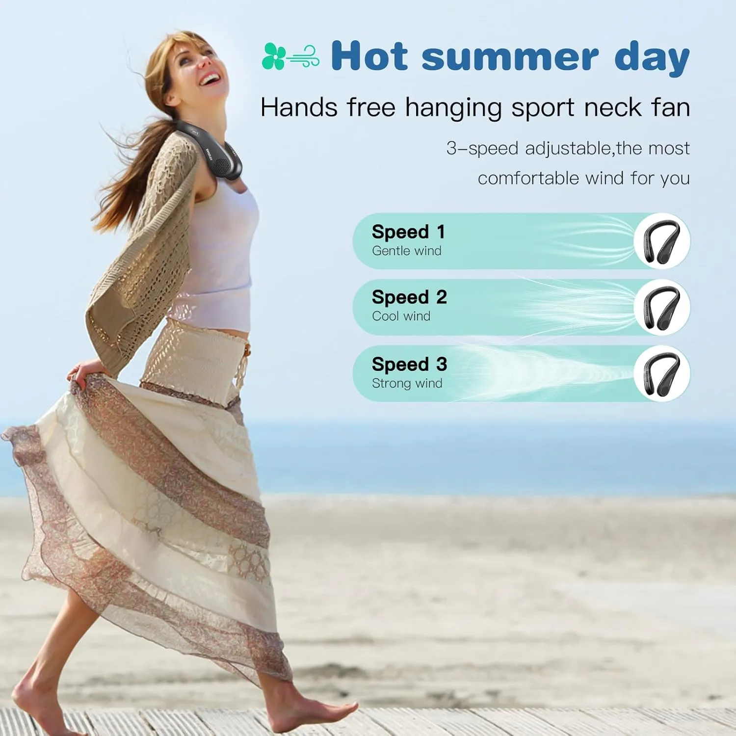 Portable Bladeless Neck Cooling Fan: 6000mAh Rechargeable, 3-Speed Wearable Personal Air Conditioner, Hands-Free Quiet Cooling, Ideal Gift for Men & Women for Outdoor and Indoor Use (Pink)