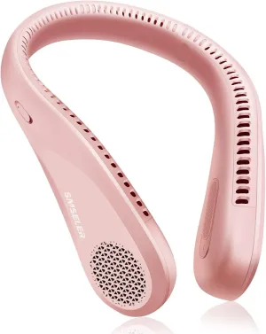 Portable Bladeless Neck Cooling Fan: 6000mAh Rechargeable, 3-Speed Wearable Personal Air Conditioner, Hands-Free Quiet Cooling, Ideal Gift for Men & Women for Outdoor and Indoor Use (Pink) Neck fan for hands-free comfort