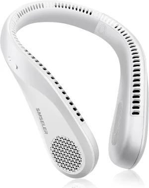 Portable Bladeless Neck Cooling Fan: 6000mAh Rechargeable, 3-Speed Wearable Personal Air Conditioner, Hands-Free Quiet Cooling, Ideal Gift for Men & Women for Outdoor and Indoor Use (White) Neck fan for hands-free comfort