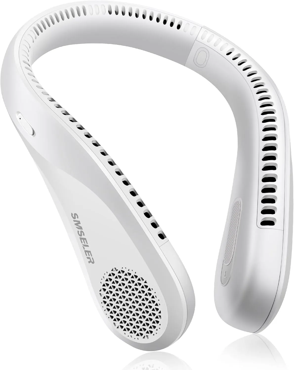 Portable Bladeless Neck Cooling Fan: 6000mAh Rechargeable, 3-Speed Wearable Personal Air Conditioner, Hands-Free Quiet Cooling, Ideal Gift for Men & Women for Outdoor and Indoor Use (White) Neck fan for hands-free comfort