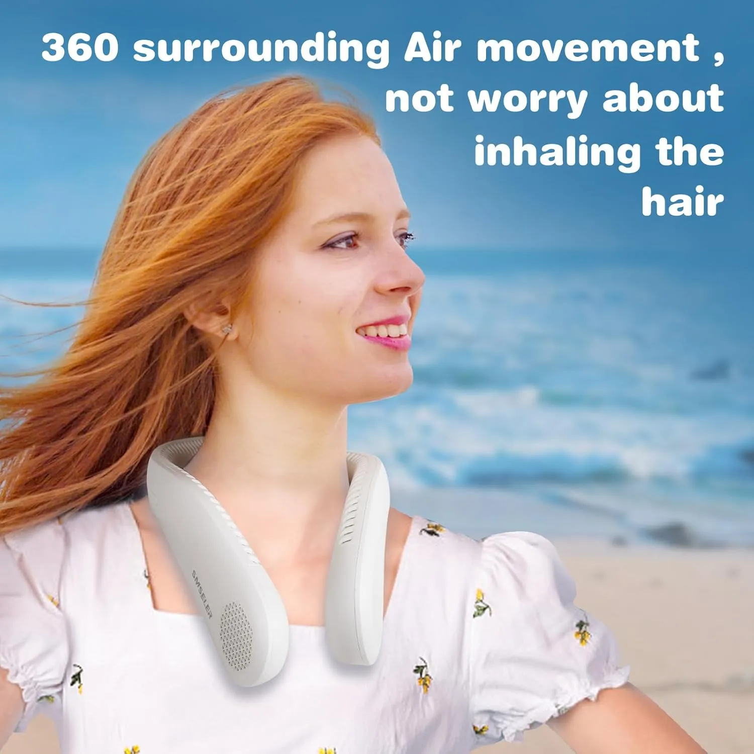 Portable Bladeless Neck Cooling Fan: 6000mAh Rechargeable, 3-Speed Wearable Personal Air Conditioner, Hands-Free Quiet Cooling, Ideal Gift for Men & Women for Outdoor and Indoor Use (White)