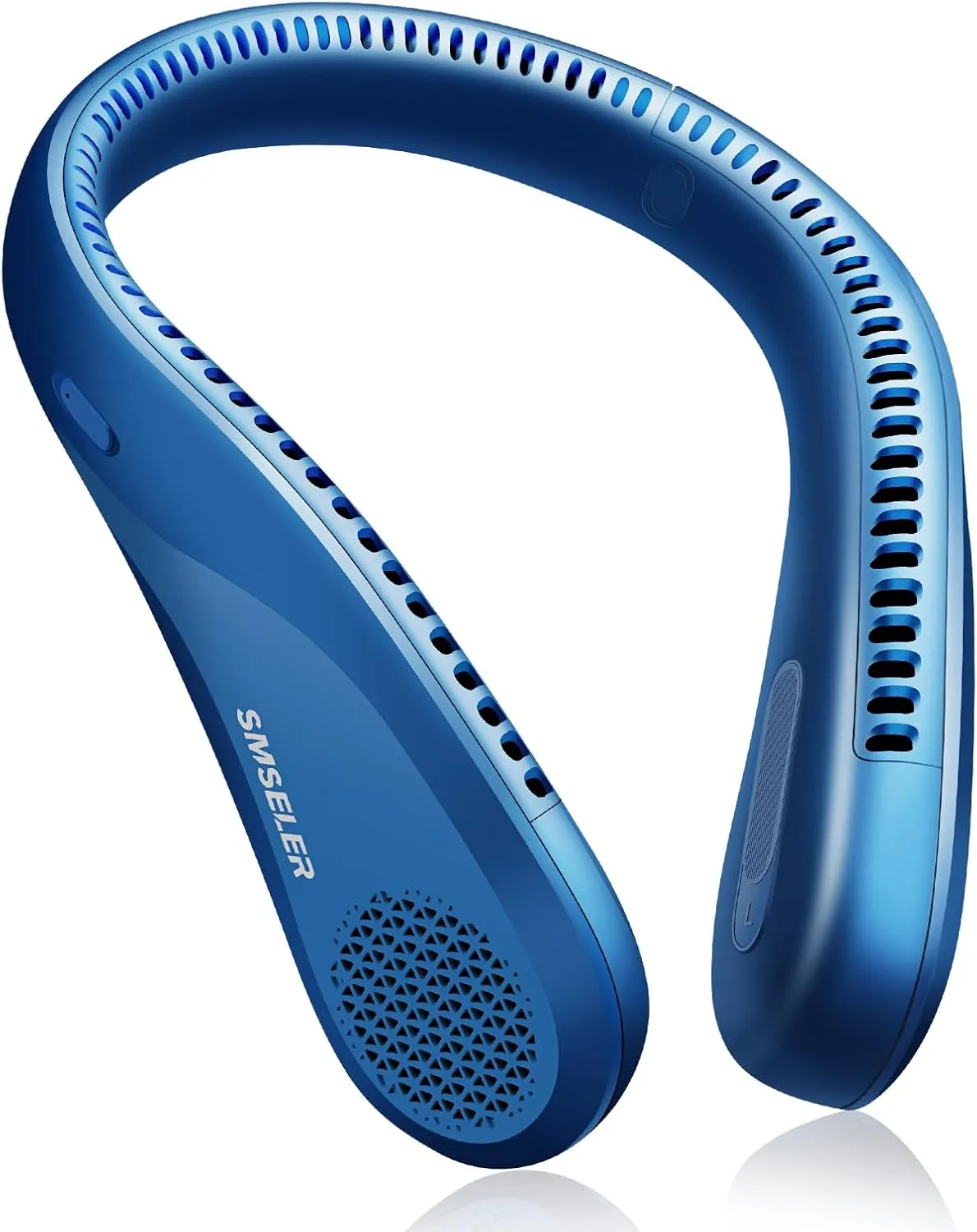Portable Bladeless Neck Cooling Fan: 6000mAh Rechargeable, 3-Speed Wearable Personal Air Conditioner, Hands-Free Quiet Cooling, Ideal Gift for Men & Women for Outdoor and Indoor Use(Blue) Neck fan for hands-free comfort