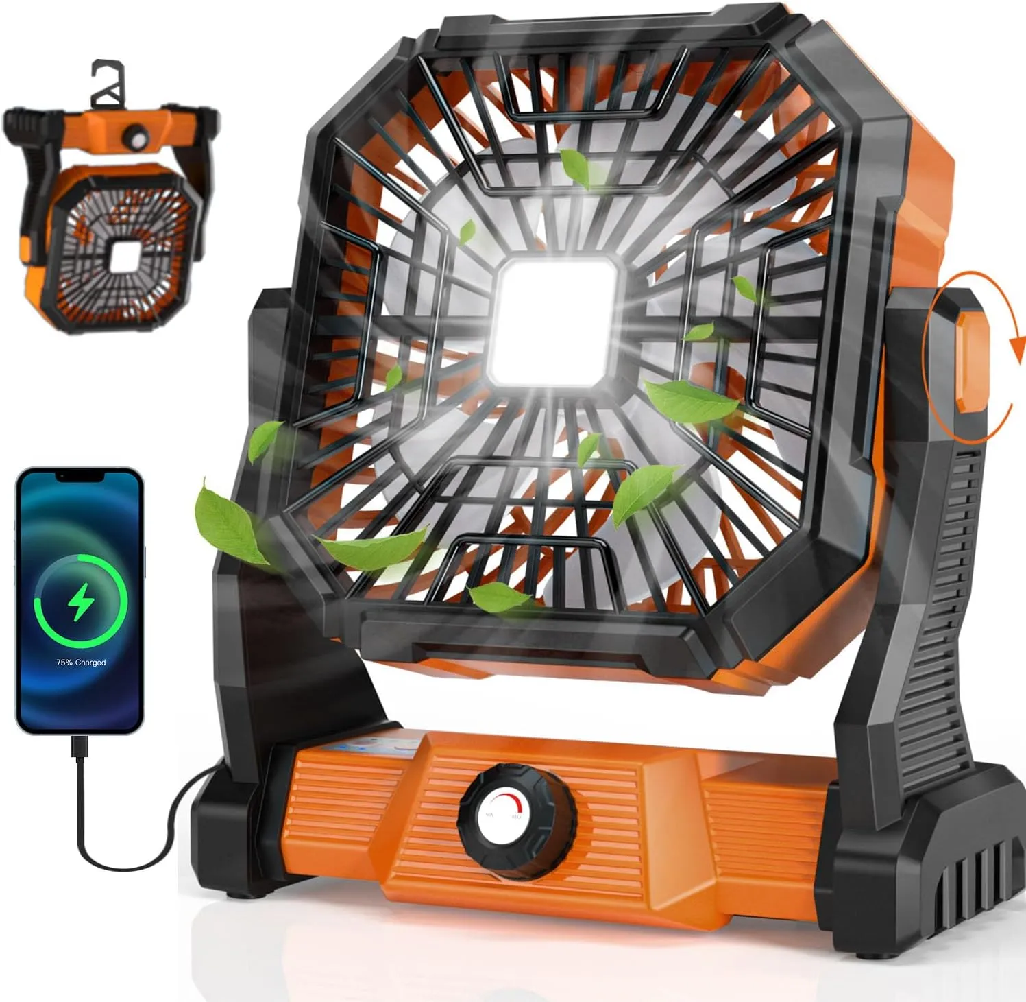 Portable Camping Fan,20000mAh Rechargeable Battery Powered Fan with LED Lantern, USB-C Battery Operated Fans,Ultra Quiet, for Outdoor Indoor Use,Travel, Tent, Beach, Picnic, Barbecue, Fishing, Home Battery-powered portable fan