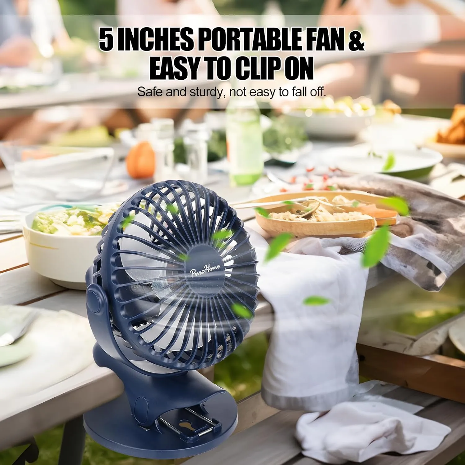 Portable Clip Fan Battery Operated,3 Speeds USB Rechargeable Mini Table Fan with Strong Airflow,360Rotation Ultra Quiet Personal Desk Fan for Home Office Bedroom Dorm Stroller Camping - DeepBlue