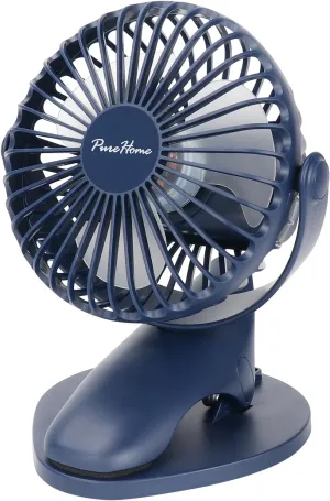 Portable Clip Fan Battery Operated,3 Speeds USB Rechargeable Mini Table Fan with Strong Airflow,360Rotation Ultra Quiet Personal Desk Fan for Home Office Bedroom Dorm Stroller Camping - DeepBlue USB desktop fan for workspace