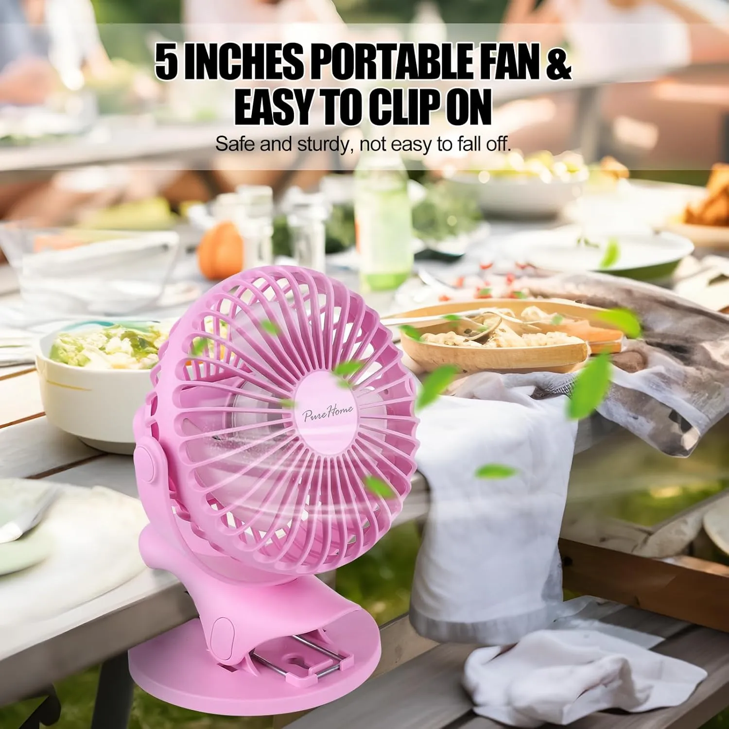 Portable Clip Fan Battery Operated,3 Speeds USB Rechargeable Mini Table Fan with Strong Airflow,360Rotation Ultra Quiet Personal Desk Fan for Home Office Bedroom Dorm Stroller Camping- Pink