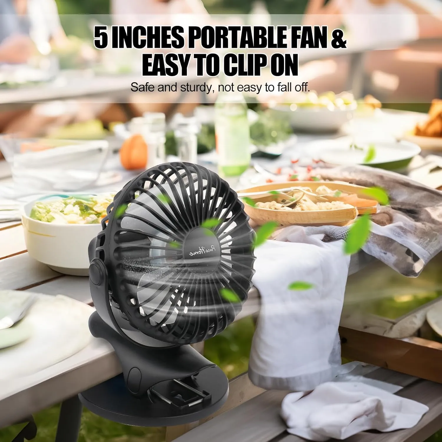 Portable Clip Fan Battery Operated,3 Speeds USB Rechargeable Mini Table Fan with Strong Airflow,360Rotation Ultra Quiet Personal Desk Fan for Home Office Bedroom Dorm Stroller Camping(Black)