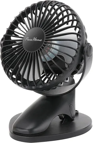 Portable Clip Fan Battery Operated,3 Speeds USB Rechargeable Mini Table Fan with Strong Airflow,360Rotation Ultra Quiet Personal Desk Fan for Home Office Bedroom Dorm Stroller Camping(Black) USB desktop fan for workspace