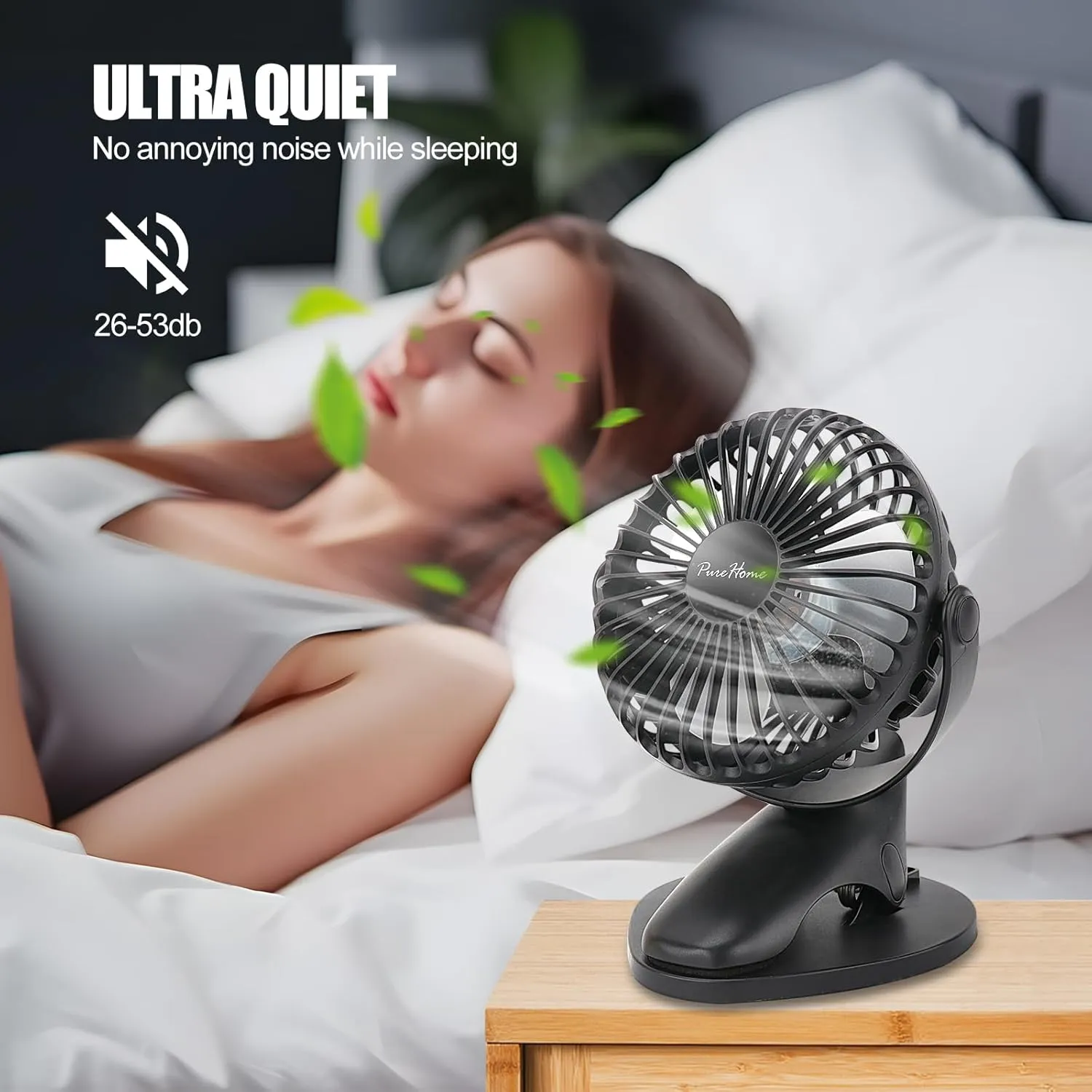 Portable Clip Fan Battery Operated,3 Speeds USB Rechargeable Mini Table Fan with Strong Airflow,360Rotation Ultra Quiet Personal Desk Fan for Home Office Bedroom Dorm Stroller Camping(Black)