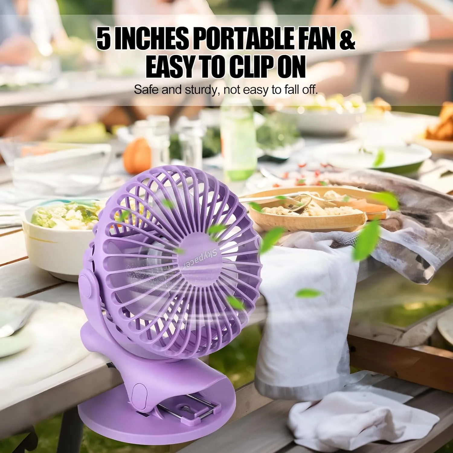 Portable Clip Fan Battery Operated,3 Speeds USB Rechargeable Mini Table Fan with Strong Airflow,360Rotation Ultra Quiet Personal Desk Fan for Home Office Bedroom Dorm Stroller Camping(Purple)