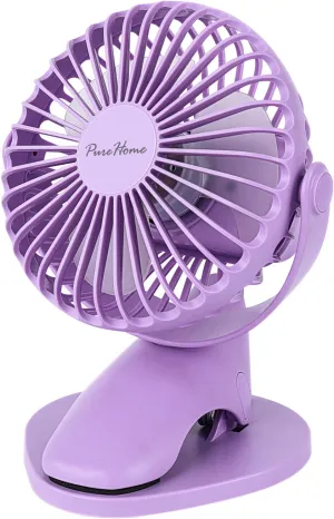 Portable Clip Fan Battery Operated,3 Speeds USB Rechargeable Mini Table Fan with Strong Airflow,360Rotation Ultra Quiet Personal Desk Fan for Home Office Bedroom Dorm Stroller Camping(Purple) USB desktop fan for workspace
