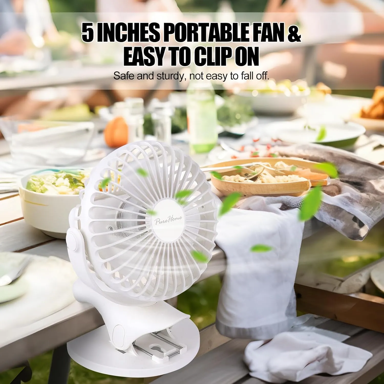 Portable Clip Fan Battery Operated,3 Speeds USB Rechargeable Mini Table Fan with Strong Airflow,360Rotation Ultra Quiet Personal Desk Fan for Home Office Bedroom Dorm Stroller Camping(White)