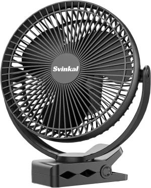 Portable Clip on Fan 10000mAh Battery Powered, USB Type C, Supports 720 Adjustment, 4 speed, 8inch Personal Fan for Table, Bedroom, Desk, Camping, Stroller, Golf Cart Waist-mounted portable fan for outdoor use