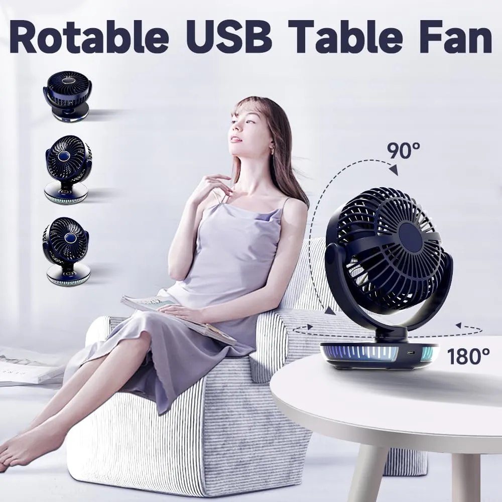 Portable Clip on Fan Battery Operated, Small Powerful 3 Speed Quiet 360 Rotate, Mini Personal Cooling Fan for Desk Table Home Office Stroller Camping Women Gifts