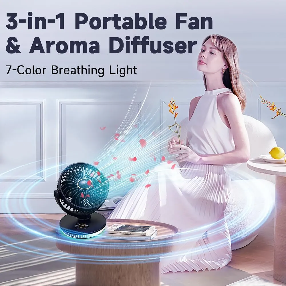 Portable Clip on Fan Battery Operated, Small Powerful 3 Speed Quiet 360 Rotate, Mini Personal Cooling Fan for Desk Table Home Office Stroller Camping Women Gifts