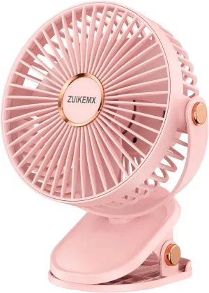 Portable Clip on Fan with 2000mAh Battery, 5 - Level Wind Speeds, 360 Vertical and Horizontal Rotation, with LED Light, Ultra Quiet Rechargeable Fan for Desk Table Home Office Stroller Camping 360-degree rotating fan for home use