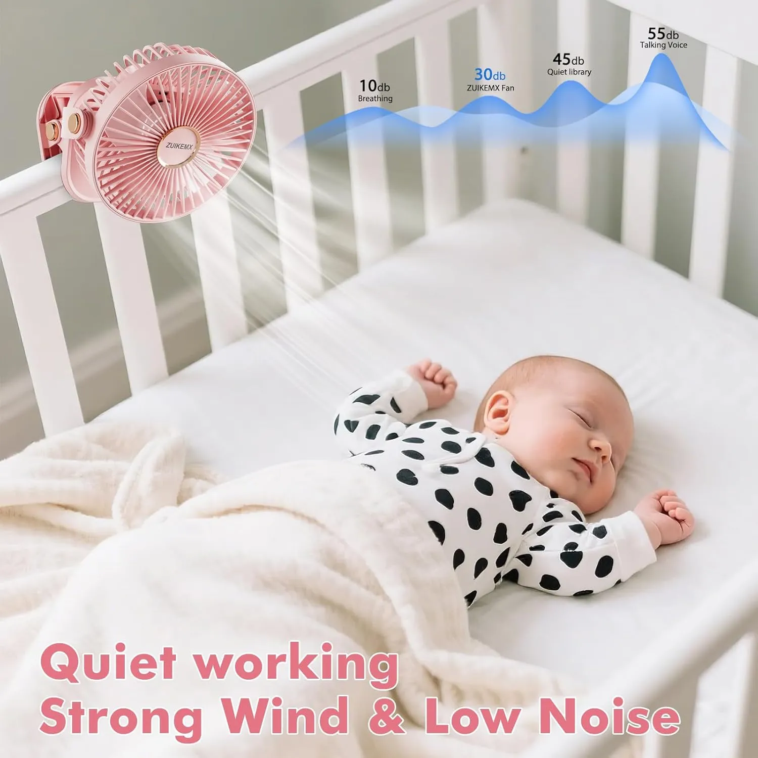 Portable Clip on Fan with 2000mAh Battery, 5 - Level Wind Speeds, 360 Vertical and Horizontal Rotation, with LED Light, Ultra Quiet Rechargeable Fan for Desk Table Home Office Stroller Camping