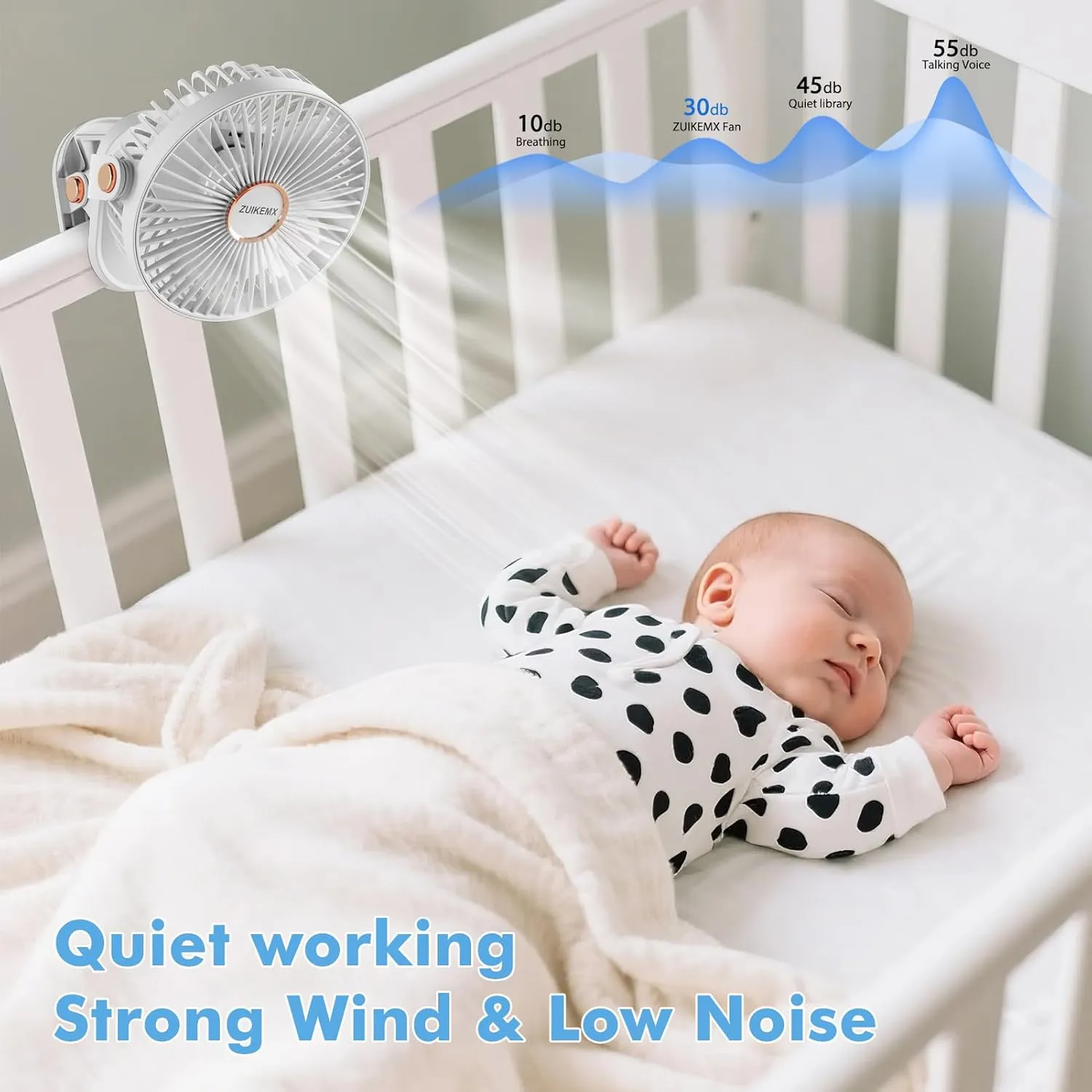 Portable Clip on Fan with 2000mAh Battery, 5 - Level Wind Speeds, 360 Vertical and Horizontal Rotation, with LED Light, Ultra Quiet Rechargeable Fan for Desk Table Home Office Stroller Camping
