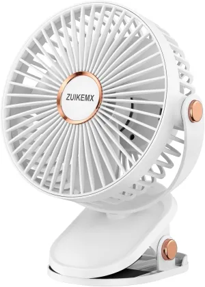 Portable Clip on Fan with 2000mAh Battery, 5 - Level Wind Speeds, 360 Vertical and Horizontal Rotation, with LED Light, Ultra Quiet Rechargeable Fan for Desk Table Home Office Stroller Camping 360-degree rotating fan for home use