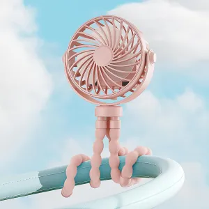 Portable Clip-On Rechargeable Fan - 360 Rotation, 3 Speeds - for Travel, Car Seat, Crib & Treadmill (Pink) 360-degree rotating fan for home use
