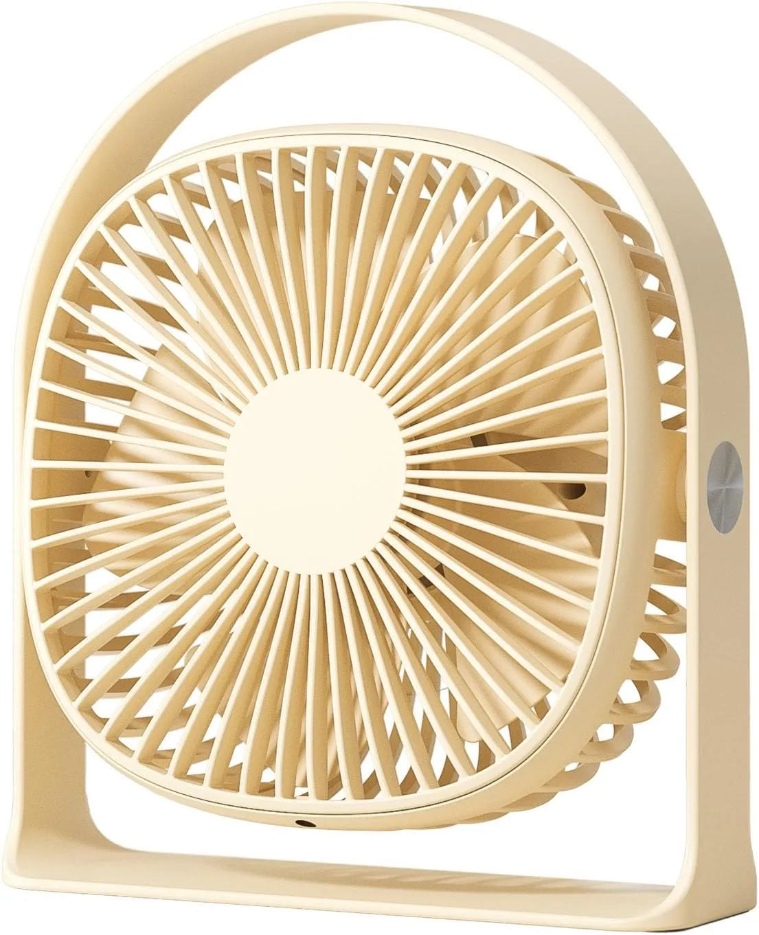 Portable Desk Fan, 5 Speeds Strong Wind Quiet Small USB Fan with soft night light, 360 Rotate Rechargeable Personal Table Fan for Bedroom Home Office Desktop Travel (Beige) USB desktop fan for workspace
