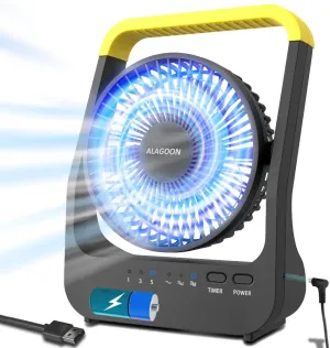 Portable Desk Fan, D Battery Operated Fan for Hurricane, Powered Fan by USB Cable 214H Long Lasting with Timer 6'' Portable for Outdoor Camping Quiet 3 Speeds for Office Bedroom Battery-powered portable fan
