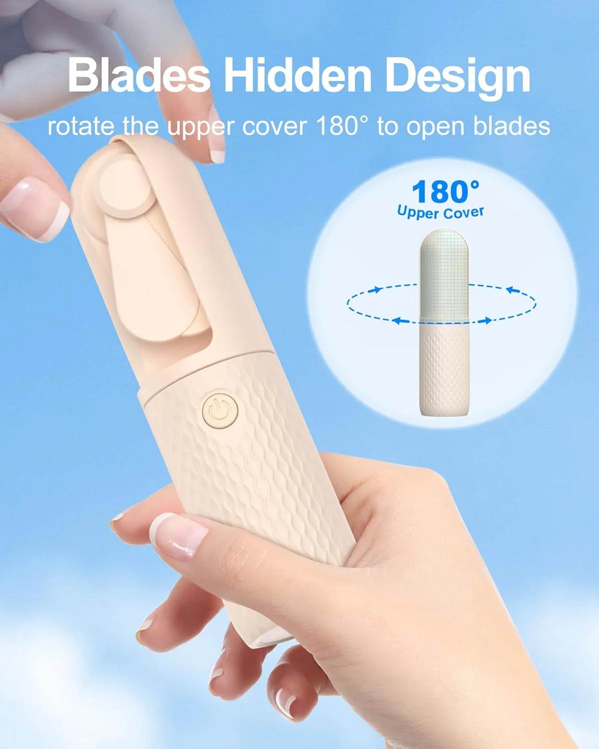 Portable Fan, 2000mAh Rechargeable Battery Operated Mini Handheld Fan, Powerful Safety Design Pocket Fans for Travel/Outdoor/Concert/Beach/Make-up, Gifts for Mom, Teens, Beige