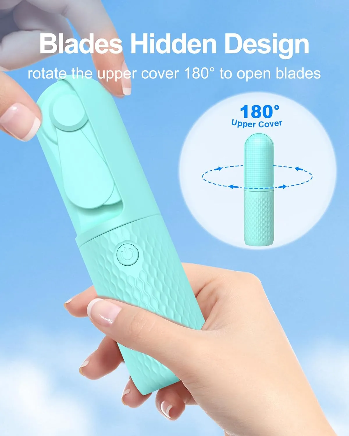 Portable Fan, 2000mAh Rechargeable Battery Operated Mini Handheld Fan, Powerful Safety Design Pocket Fans for Travel/Outdoor/Concert/Beach/Make-up, Gifts for Mom, Teens, Blue