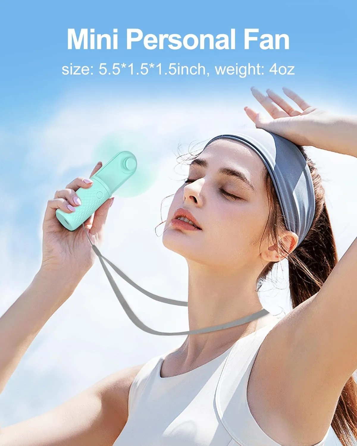 Portable Fan, 2000mAh Rechargeable Battery Operated Mini Handheld Fan, Powerful Safety Design Pocket Fans for Travel/Outdoor/Concert/Beach/Make-up, Gifts for Mom, Teens, Blue