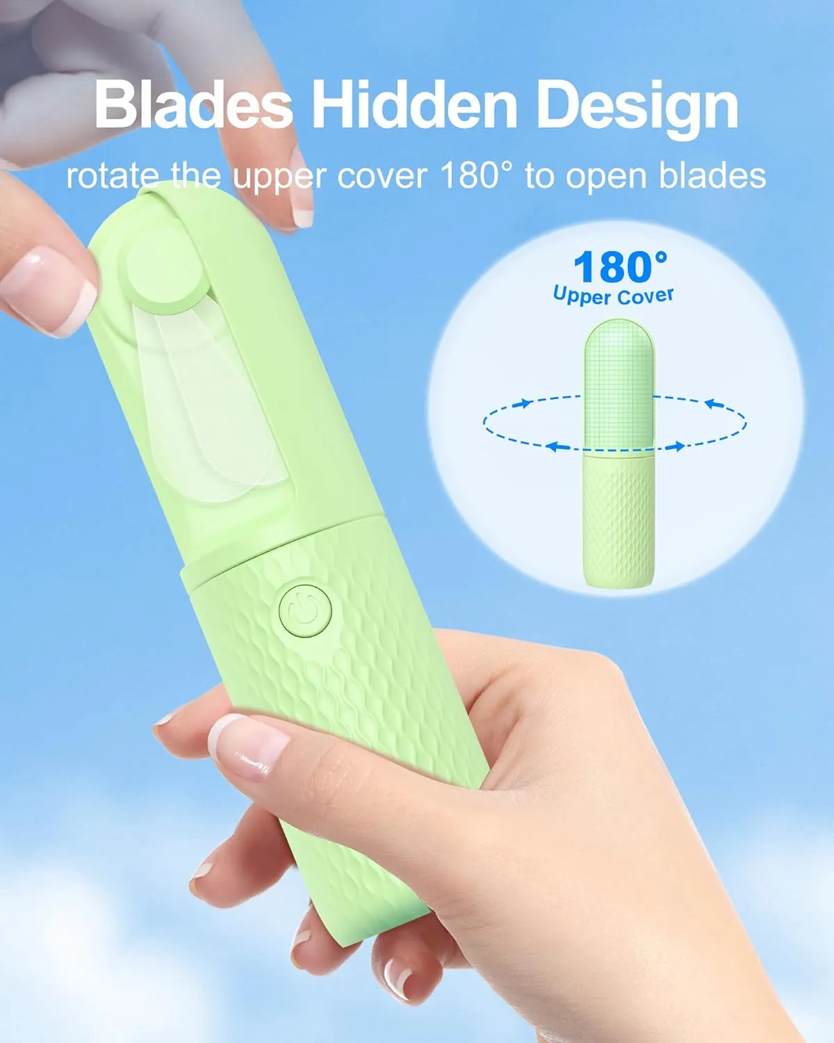 Portable Fan, 2000mAh Rechargeable Battery Operated Mini Handheld Fan, Powerful Safety Design Pocket Fans for Travel/Outdoor/Concert/Beach/Make-up, Gifts for Mom, Teens, Green