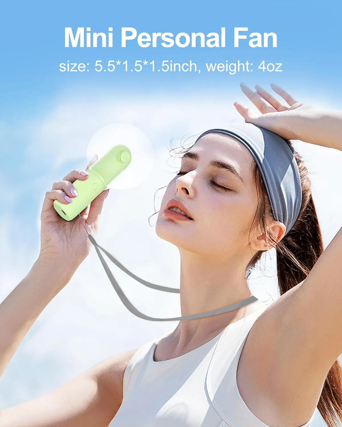 Portable Fan, 2000mAh Rechargeable Battery Operated Mini Handheld Fan, Powerful Safety Design Pocket Fans for Travel/Outdoor/Concert/Beach/Make-up, Gifts for Mom, Teens, Green