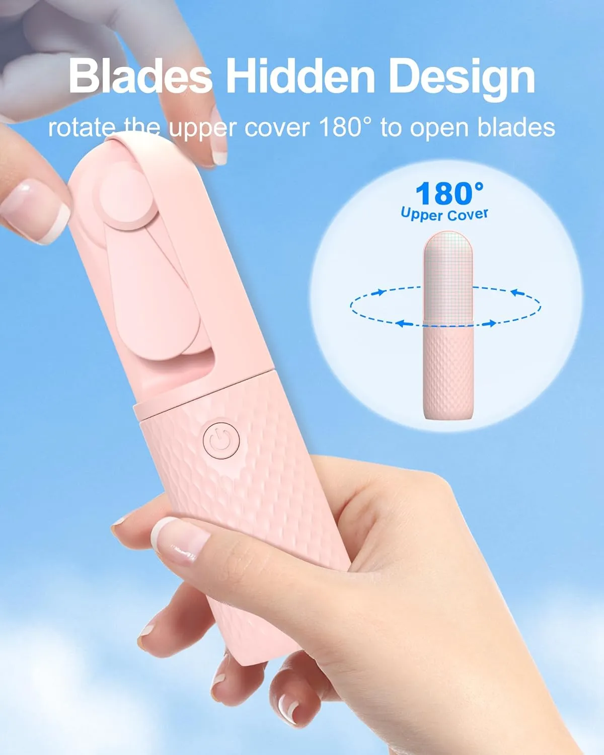 Portable Fan, 2000mAh Rechargeable Battery Operated Mini Handheld Fan, Powerful Safety Design Pocket Fans for Travel/Outdoor/Concert/Beach/Make-up, Gifts for Mom, Teens, Pink