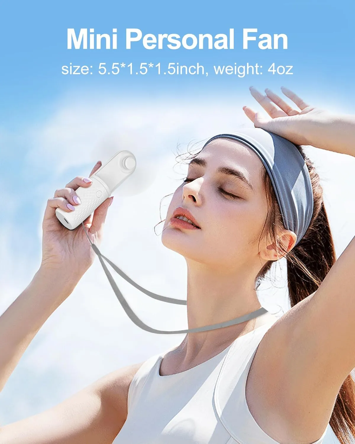 Portable Fan, 2000mAh Rechargeable Battery Operated Mini Handheld Fan, Powerful Safety Design Pocket Fans for Travel/Outdoor/Concert/Beach/Make-up, Gifts for Mom, Teens, White