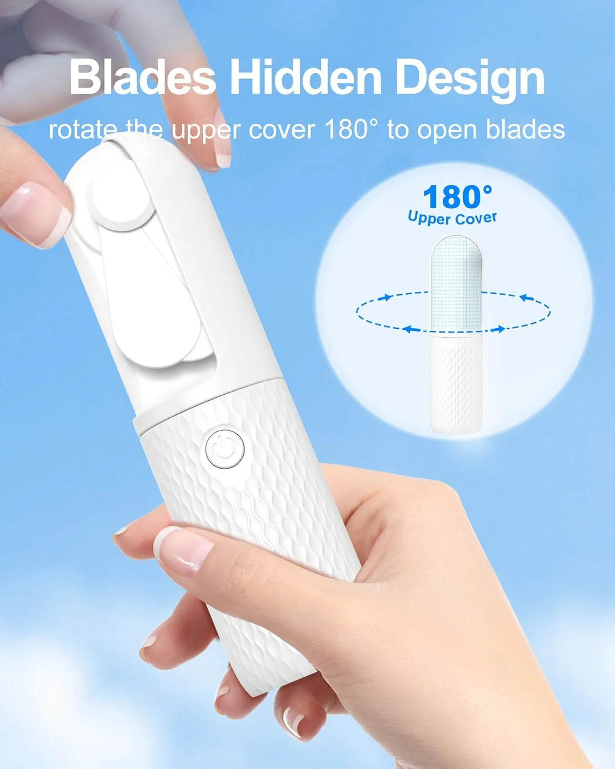 Portable Fan, 2000mAh Rechargeable Battery Operated Mini Handheld Fan, Powerful Safety Design Pocket Fans for Travel/Outdoor/Concert/Beach/Make-up, Gifts for Mom, Teens, White