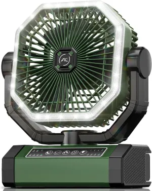 Portable Fan 24000mAh Battery Powered with Remote & LED, 4 Speed Strong Airflow, Desk/Camping/Outdoor/Gym Fan for Office Travel Treadmill Camping Gear Battery-powered portable fan