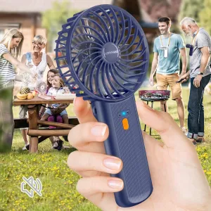 Portable Fan - 4-Speed Handheld, Desk & Neck Fan, USB Rechargeable, Lightweight & Bendable Handle for Indoor, Outdoor, Travel - Ideal for Women, Men, and Pets, Navy Blue Mini handheld fan for personal cooling