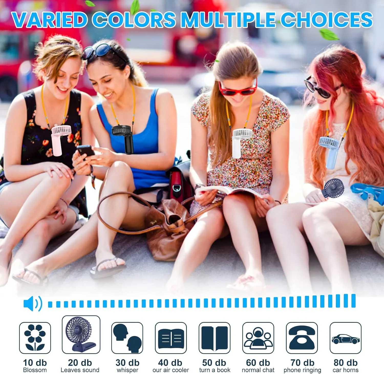 Portable Fan - 4-Speed Handheld, Desk & Neck Fan, USB Rechargeable, Lightweight & Bendable Handle for Indoor, Outdoor, Travel - Ideal for Women, Men, and Pets, Navy Blue