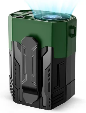 Portable Fan 4000mAh Rechargeable, 4 Speeds 13000RPM Strong Airflow, Personal Waist Fan with Max 24H Working Time, Wearable Clip Belt fan for Camping, Outdoor, Jobsite, Traveling -Green & Black Neck fan for hands-free comfort